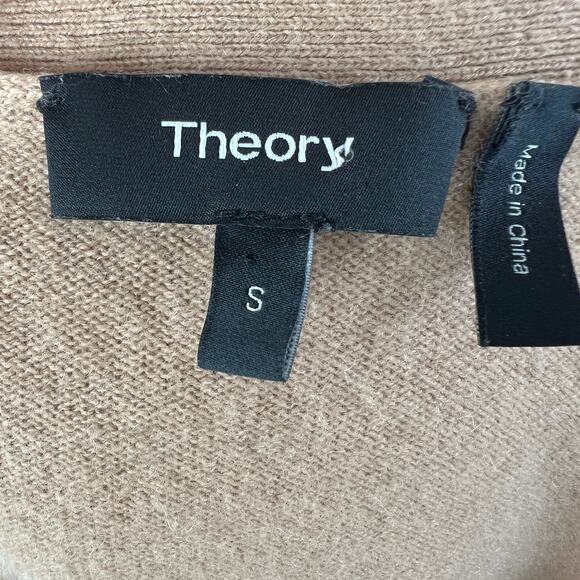 THEORY Beige Cashmere Bell Sleeve Cardigan V-Neckline Button-Down Size S Small - Picture 10 of 12